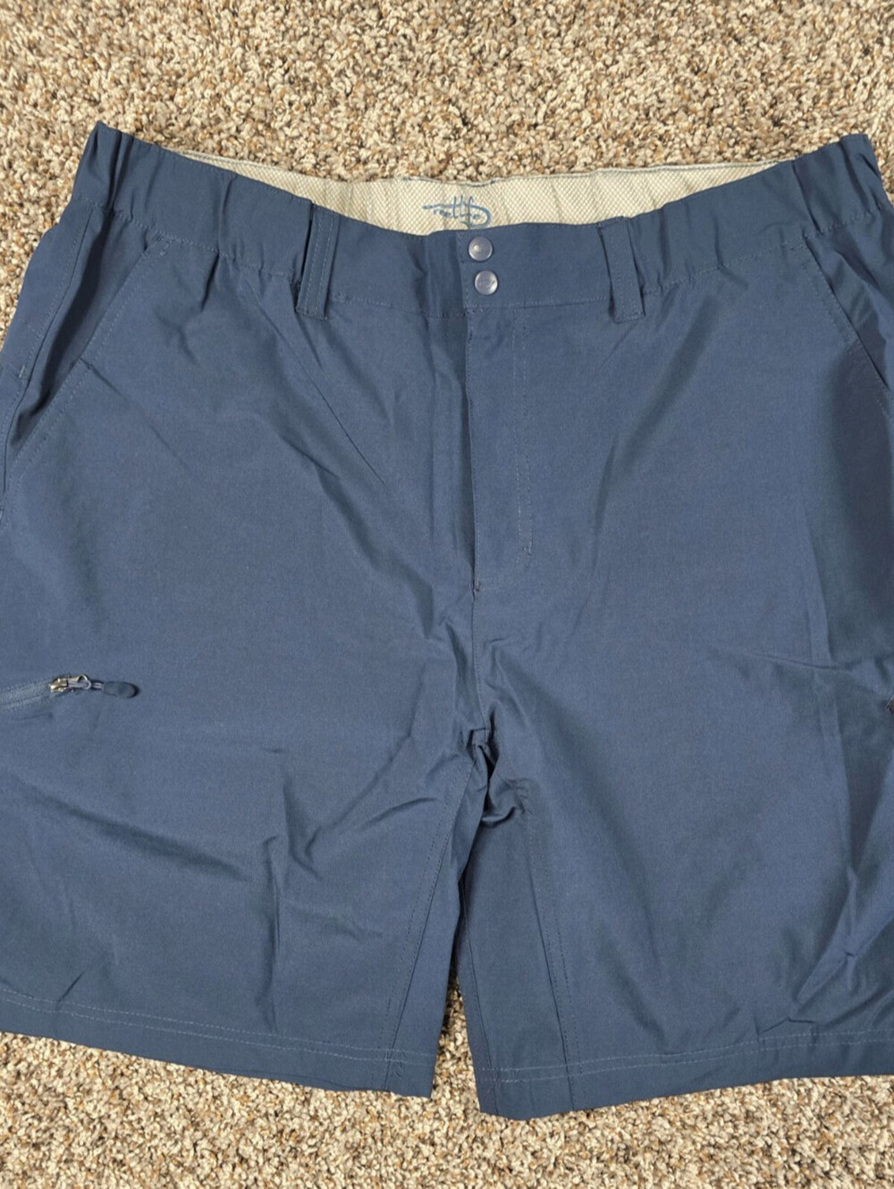 Reef Life Mens Sz XXL Pull On Cargo Athletic Shorts Dark Blue Performance